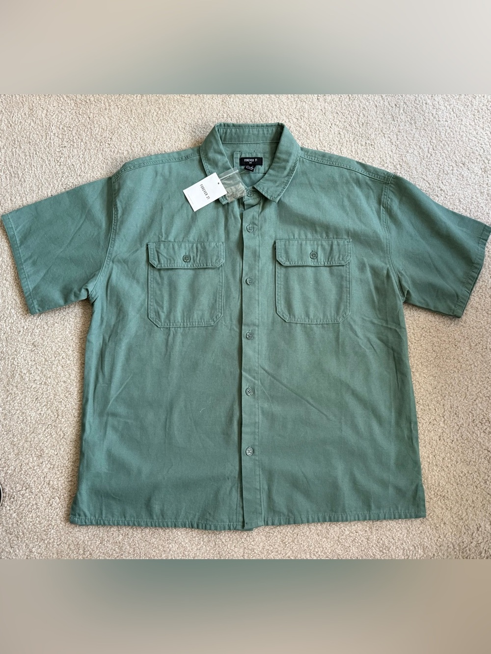 Mens Button Down Workwear Shirt - Green
